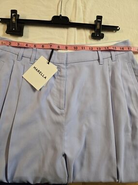 Marella Nupar Double Pleated Light Blue Twill StretchTrousers
